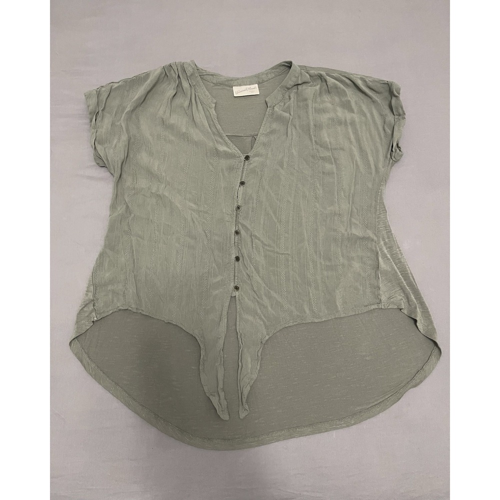 Universal Thread Womens Sage Green Tie Front Button Up Top Short Sleeve XL